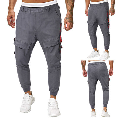 

Gobestart Men Splicing Pure Color Overalls Casual Pocket Sport Work Casual Trouser Pants
