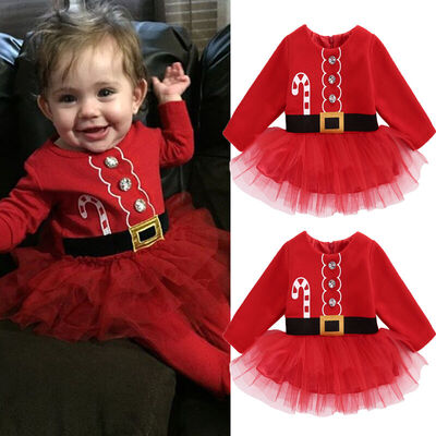 

newborn Kid Baby Girl Clothes XMAS Santa Claus Tulle Tutu Dress Outfits