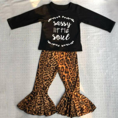

US Toddler Baby Kids Girl Clothes T-shirt Top & Flared Pants Trousers Outfits