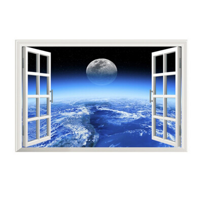 

3D Window Scenery Removable Beach Sea Wall Sticker home Decor Decals Mural Decal Exotic Beach View Wall Sticker