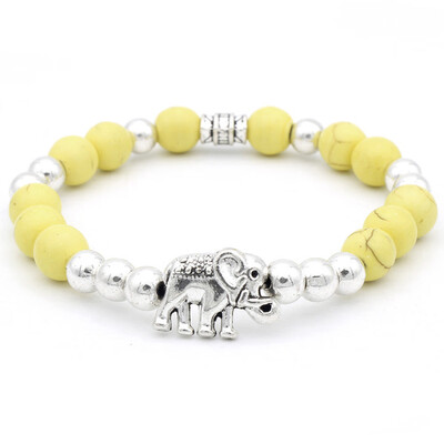 

Natural Stone Bracelet High Quality elephant Dumbbells Mens Bracelets Yellow Beads Bangle For Women Jewelry