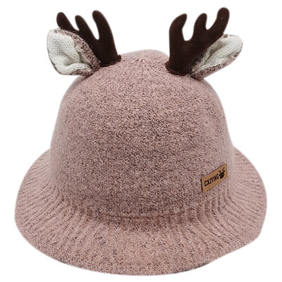 

Autumn Baby Hat Boys Girl Toddler Solid Print Bucket Hats With Ear Design Caps Reversible Sun Headwear