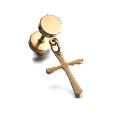 

1 Pc Unisex Cool Punk Rock Earrings Women Men Round Cross Pendant Stud Earrings Earrings Jewelry Gift