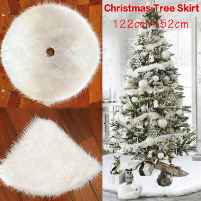 Gobestart Christmas Plush Long Haired Christmas Tree Skirt Christmas Tree Skirt Decor