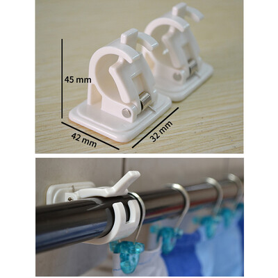 

2 pcsset Hanging Rod End Hanging Clips Adhesive Wall-mounted Curtain holder Rod Clip Hook with Suction