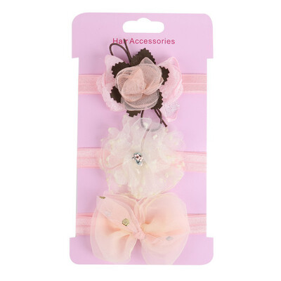 

Pack Of 3 Children Toddler Baby Girl Cute Lace Stretch Sequin Bow Elastic Headband Molding Hair Band Accessories