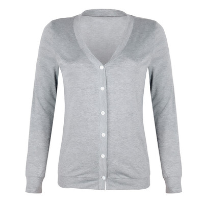 

2019 New Women Autumn Blouse Button V-Neck Casual Wild Long Sleeve Shirt Cotton Knit Solid Color Loose Tops