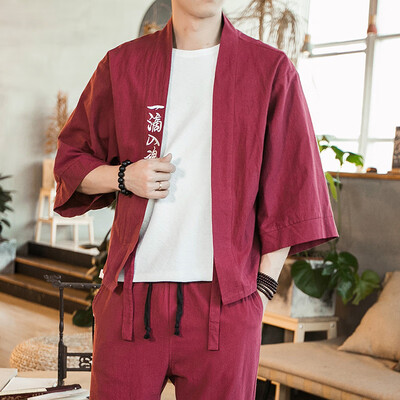 

Toponeto Fashion Mens Cardigan National Print Loose Jacket Yukata Coat Baggy Tops Summer
