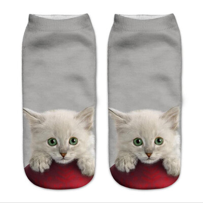 

1Pair 3D Socks Funny Low Cut Ankle Socks Unisex Adult Elastic Sock Cute Animal Cat Print Socks