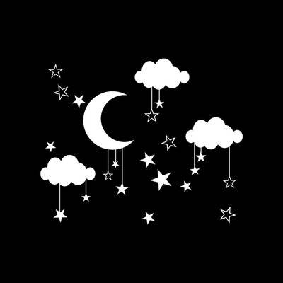 

Baby Nursery Clouds Stars Wall Sticker Moon Cloud Wall Decal Kid Room Decor Wall