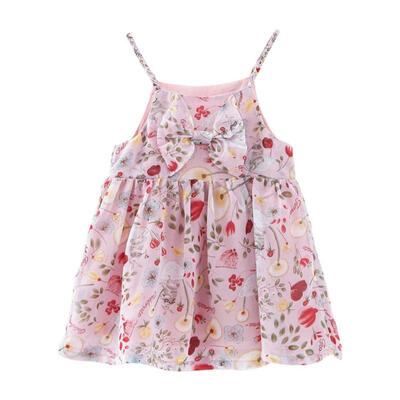 

Children Summer Cute Girls Bow Breathable Print Sleeveless Sweet Princess Sling Dress 6M-5Y