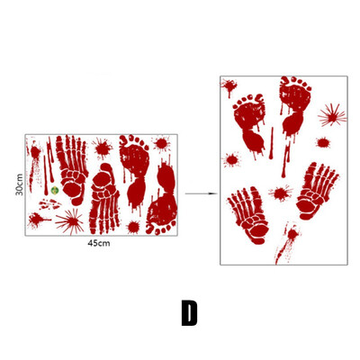 

Halloween Decoration Self-Adhesive Stickers Red Blood Footprints Bloody Handprints Stickers