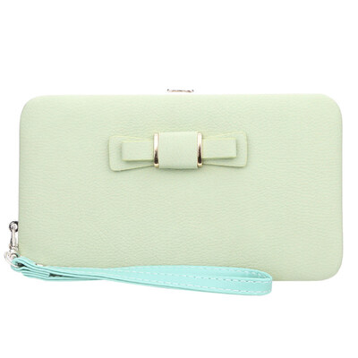 

Fashion Women Bowknot Large Capacity Cash Card Holder Long Wristlet Bag Wallet