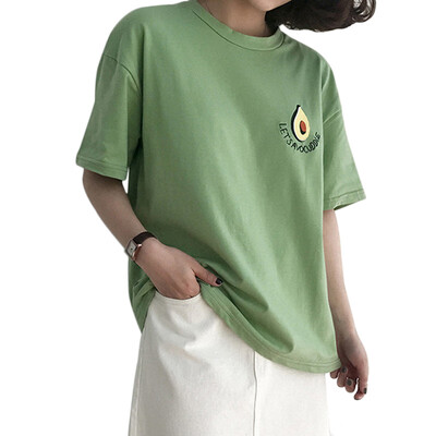 

Spring Summer Women Solid Cute Avocado T-Shirt Fashion Tops Ladies Tee Shirts Casual Short Sleeve Top