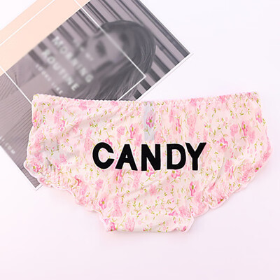 

Fashion Sexy Milk Silk Lady Low Waist Briefs Womens Panties Print Breathable Underpants