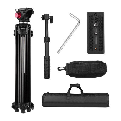 

Andoer Professional Aluminum Alloy Video Tripod with Fluid Hydraulic Head Spare Quick Release Plate 3-Section Telescoping for Cano