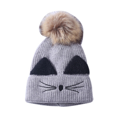 

Newborn Boys Girls Cute Autumn Winter Warm Kids Baby Plush Ball Design Hats Wool Hemming Caps Baby Caps Fashion Hot