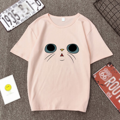 

Womens Round Neck Cartoon Blue Eyes Print Short Sleeve T-Shirt Loose Tops T-Shirts Tops