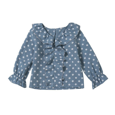 

Baby Girls Spring Cotton Polka Dot Pattern T-shirt Tops Blouse Long Sleeve Children Casual Shirts New