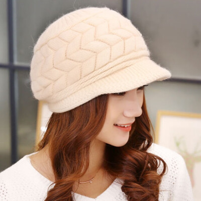 

Women Wool Knit Visor Beanie Hat Fashion Newsboy Cap Baker Boy Hat Visor Beret Warm Lined Winter Hats For Ladies