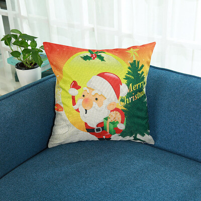 

Tailored Merry Christmas Print Pillowcase Linen Cotton Sofa Cushion Cover Home Decor