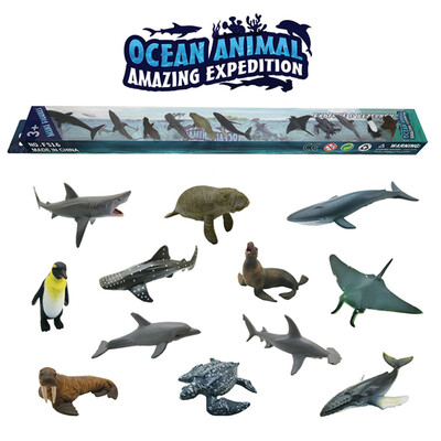 

Tailored 12PCS Plastic Simulation Marine Animals World Puzzle Learning Toy Figures Model