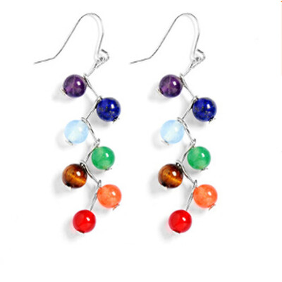 

Colorful Seven Kinds of Natural Stone Beads Stud Drop Dangle Earring for Women