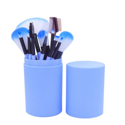 

12 Pcs Eye Makeup Brush Set Eyeshadow Eyeliner Blending Pencil Makeup Brushes Rose Purple Handle Plastic Pot