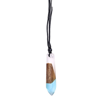

Handmade Resin Wood Pendant Necklace Wooden Jewelry Men Women Sky 23 colors