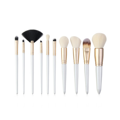

Pearl White 10Pcs Makeup Brushes Set Foundation Loose Powder Brush Eyeshadow Brush Lip Brush Blush Brush