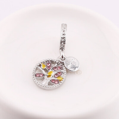 

New Bead Charm Family Heritage Dangle Charm Life Tree Crystal Pendant Beads DIY Jewelry