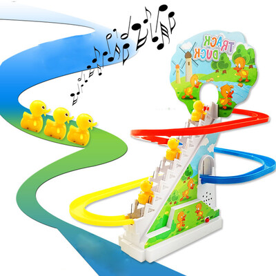 

〖Follure〗Yellow Duck Electric Light Music Amusement Electric Climb Stairs Track Toy