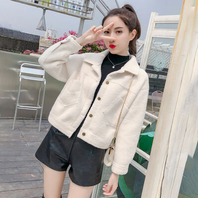 

Women Winter Jacket Autumn Simple Woolen Elegant Coat Female Jacket Solid Color Long Sleeve Button Lapel Outwear