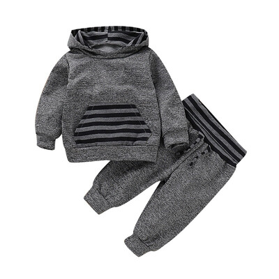 

Baby Boys Clothes Autumn Outfits Long Sleeve Striped Hoodie Sweatshirt With PocketTrousers Casual Clothing Sets