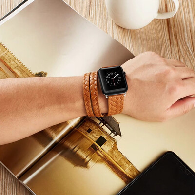 

〖Follure〗Double Tour Leather Accessory Band Replacement Bracelet For Apple Watch 42mm BK