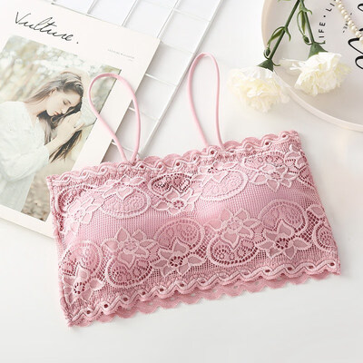 

Lace Embroidered Tube Top Solid Color Tube Top Wrapped Chest Anti-glare Detachable Padded Camisolea