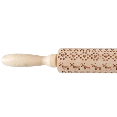 

Christmas Rolling Pin Wooden Christmas Embossing Rolling Pins Dough Stick Noodle Biscuit Baking Pastry Tool New Year Decoration