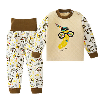 

Kids Boys Girls Thermal Underwear Set Girls Pajamas Cute Cartoon Printed T-shirt Tops Pants For Toddler Kid