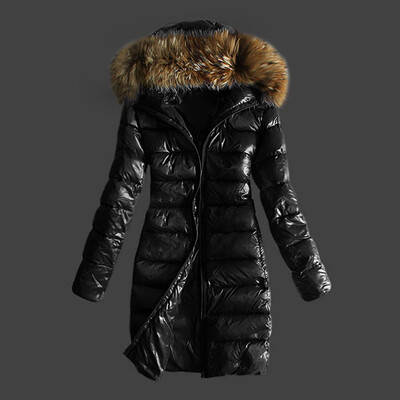 

Tailored Women Outwear Quilted Winter Warm Coats Fur Collar Hooded Jacket Tops