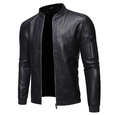 

Toponeto Men Leather Jacket Autumn&Winter Biker Motorcycle Zipper Outwear Coat Jackets