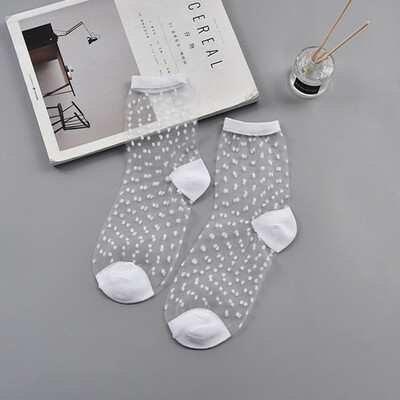 

2019 Chic Fashion Ultrathin Transparent Crystal Lace Elastic Women Ladies Socks