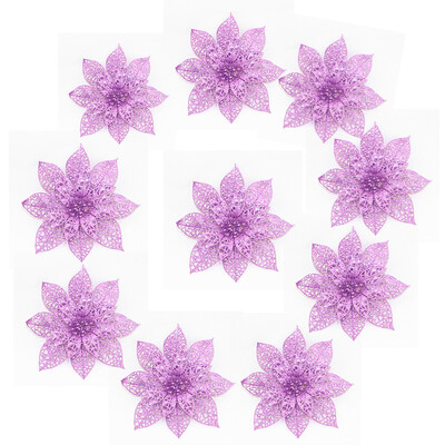 

Toponeto 10PcsSet Christmas Flowers Trees Xmas Decor Glitter Wed Birthday Party 8cm