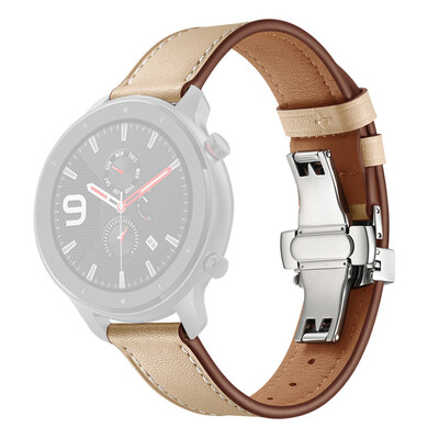 

〖Follure〗Butterfly Buckle Leather Wrist Watch Strap Band For AMAZFIT GTR Watch 47mm SL