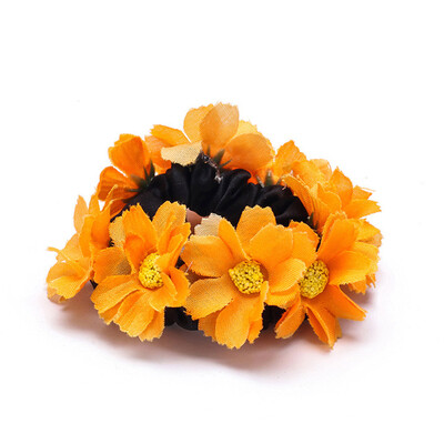 

Fashion Flower Daisy Floral Bun Head Knot Garland Bracelet Hair Top Scrunchie Band Bridal