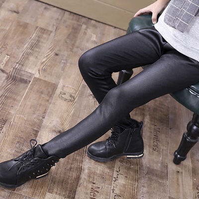 

Kids Baby Girls Leggings Pants Clothes Autumn Winter Thick Warm Mid Skinny Full Pencil Pants Elastic Faux Leather Trousers Girls