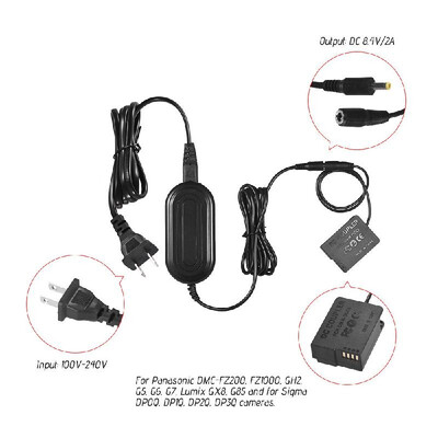 

Andoer DMW-AC8 AC Power Adapter Supply Camera Charger DMW-DCC8 DC Coupler Kit DMW-BLC12 Battery Replacement for Panasonic DMC