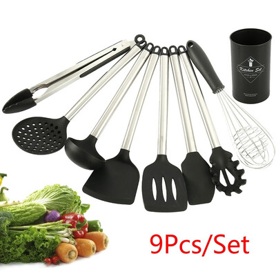 

9pcsset Silicone Kitchenware Set Non-stick Pot Spoon Shovel Scraper Kitchen Accessories