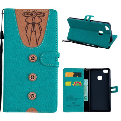

MOONCASE Huawei P9 Lite stitching embossed womens leather case - green