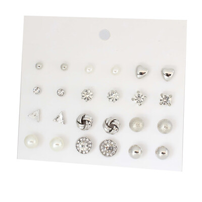 

Round Alloy Ball Imitation Pearls Rhinestone Flowers Stud Earrings