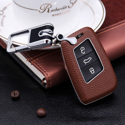 

Top Layer Leather Car Key Case Car Key Cover Shell Car Keychain For Volkswagen New Magotan19 CCGolf 6Golf 7TiguanTouran
